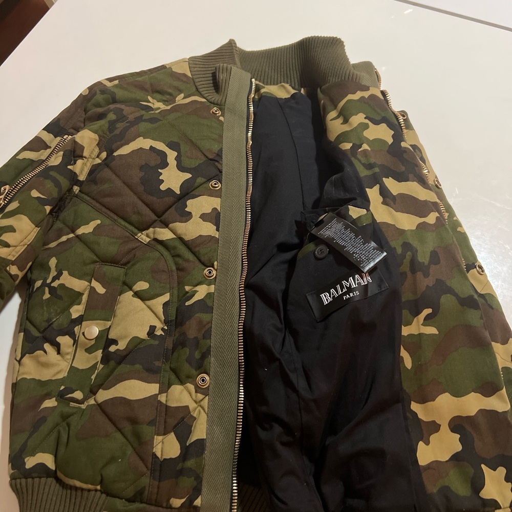 Balmain Green and Brown Camouflage Jacket